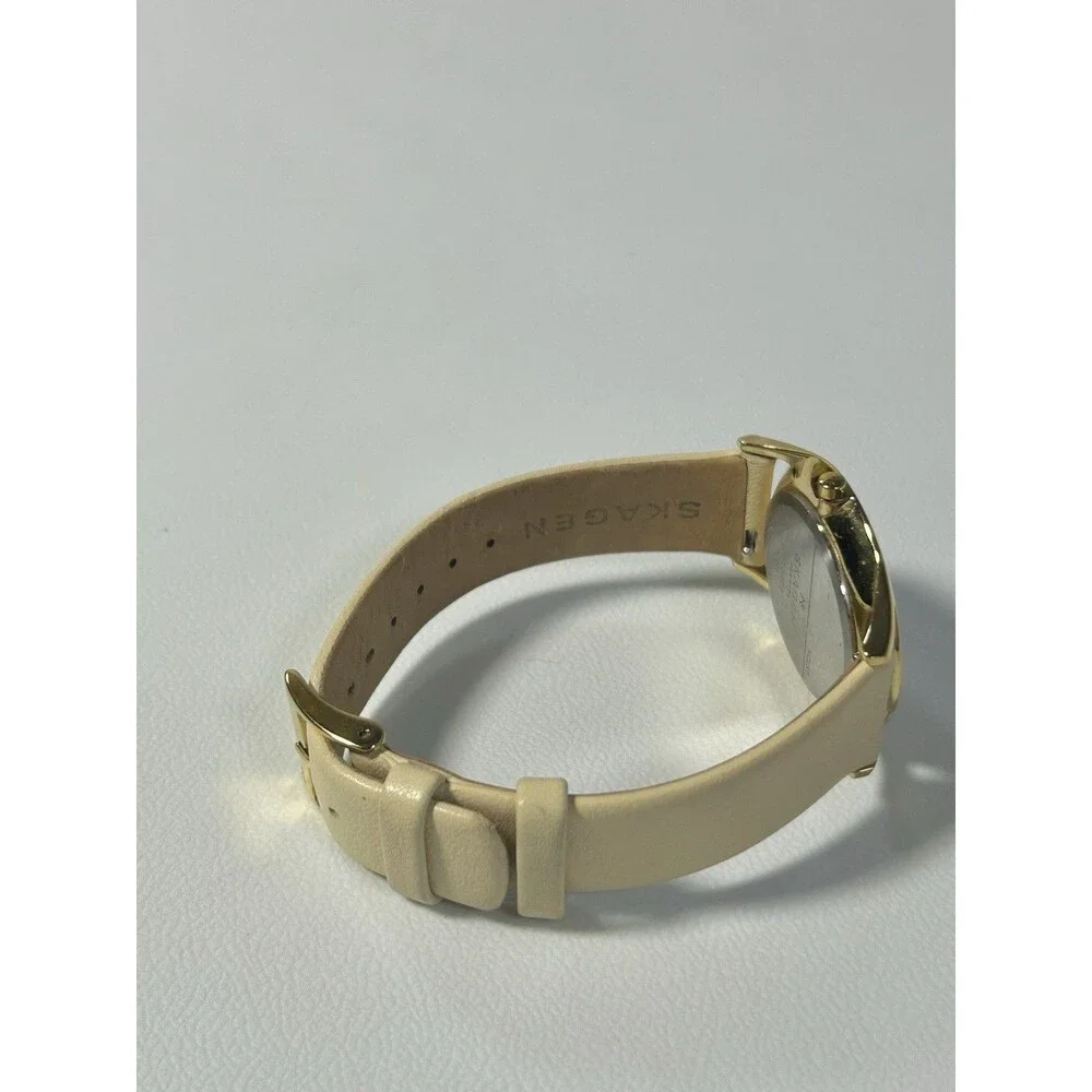 Skagen HOLST Watch SKW2452 Creme White Leather Gold Tone